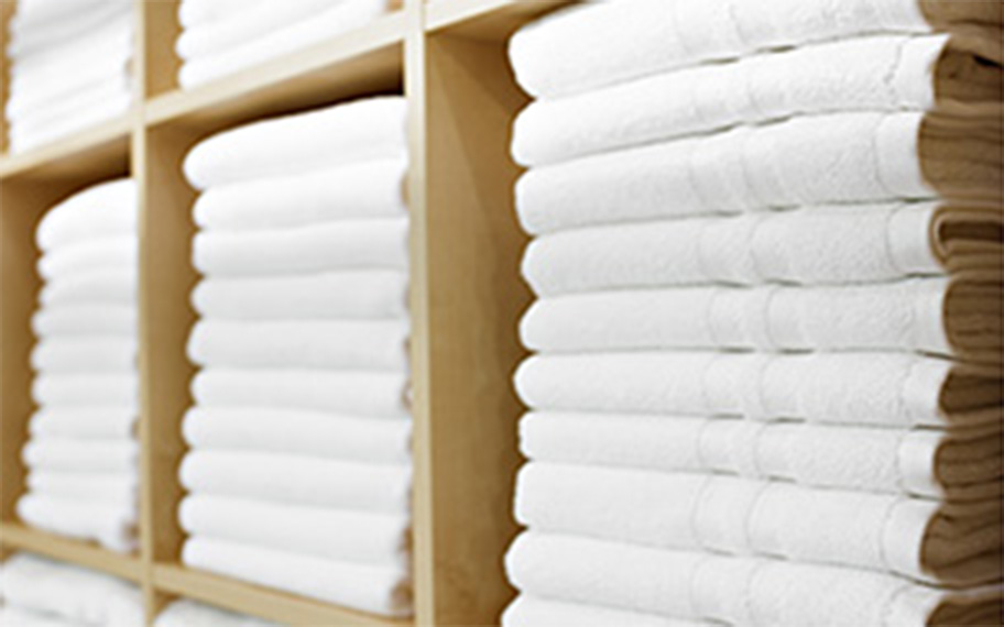 Towels stored on the shelf