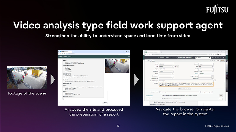 Sample image of the Video Analysis On-site Work Support Agent.