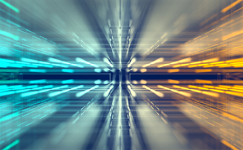 a futuristic blue and orange color image