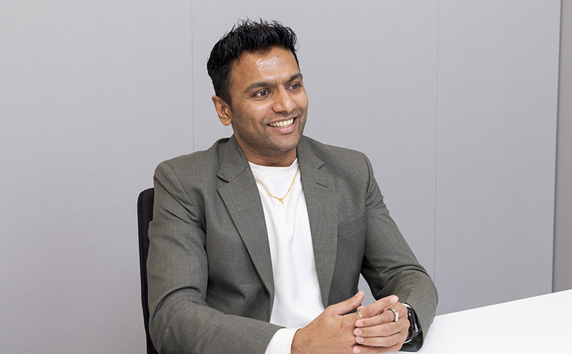 Scene from an interview showing Tharayil Ciril, Associate Partner, Uvance Wayfinders, Fujitsu