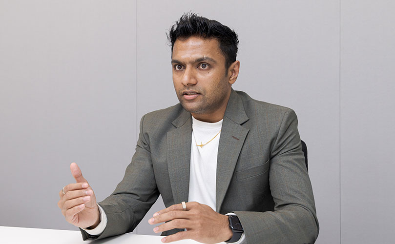 Scene from an interview showing Tharayil Ciril, Associate Partner, Uvance Wayfinders, Fujitsu