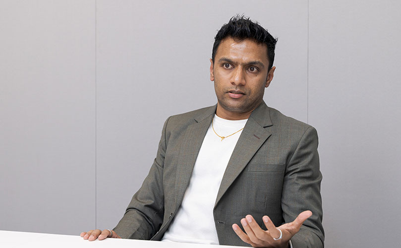 Scene from an interview showing Tharayil Ciril, Associate Partner, Uvance Wayfinders, Fujitsu