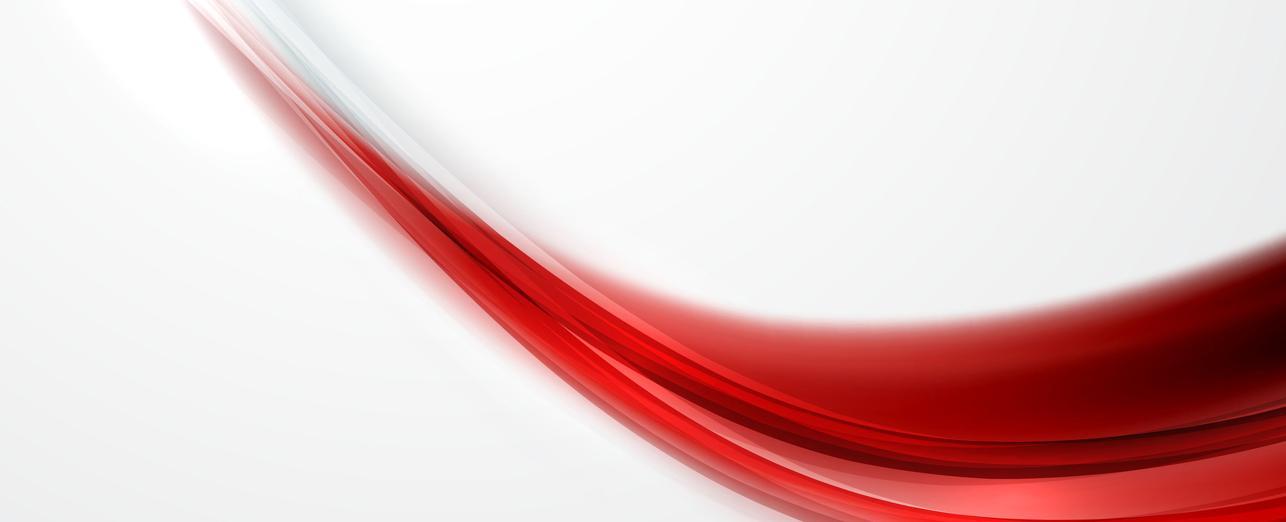 Abstract background with red wavy lines flowing from bottom right to center on white.
